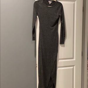 Leith Long Sleeve Grey Long Dress